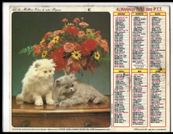 Almanach  Calendrier  P.T.T  - La Poste - 1983 - Chats, Fleurs - Chien - Sonstige & Ohne Zuordnung