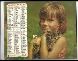 Almanach  Calendrier  P.T.T  - La Poste - 1982 -  Enfant  - Chats - Other & Unclassified