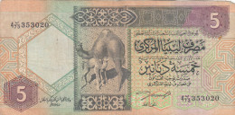 LIBYA 5 DINARS 1991 P-60B  (VF)  USED SERIES  73 - Libia