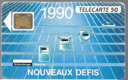 CARTE-PUCE-PRIVEE-D-50U-D197-Sc4ab-1990-SCHLUM -Nouveaux Défis-10000Ex-V° 6Pe 108142-Utilisé-BE/Existe Plus Séries - Privées