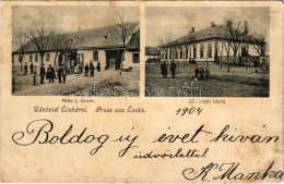 T2/T3 1904 Écska, Német-Ecska, Ecka (Torontál); Kohn Izidor üzlete, állami Elemi Iskola / Shop And School (EK) - Unclassified