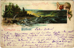 * T3/T4 1898 (Vorläufer) Ahlbeck (Heringsdorf). Kunstanstalt Finkenrath & Grasnick Art Nouveau, Floral, Litho (Rb) - Sin Clasificación