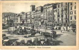 T2/T3 1938 Genova, Genoa; Piazza Caricamento / Square, Tram, Automobiles (EK) - Sin Clasificación