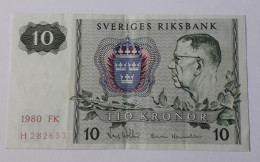 SWEDEN  - 10 KRONOR - P 52e  (1980) - CIRC F - BANKNOTES - PAPER MONEY - CARTAMONETA - - Schweden