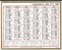 Almanach  Calendrier  P.T.T  -  La Poste -  1981 - - Sonstige & Ohne Zuordnung