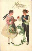 T2/T3 1940 Kellemes Húsvéti ünnepeket! Magyar Folklór Művészlap / Hungarian Folklore Art Postcard With Easter Greetings  - Sin Clasificación