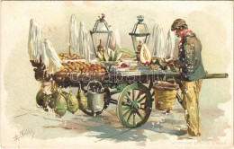 ** T2/T3 Venditore Di Fichi D'India / Italian Folklore, Prickly Pear Seller. Litho S: A. Valle (felületi Sérülés / Surfa - Sin Clasificación