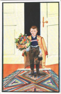 T2 1936 Magyar Folklór Művészlap / Hungarian Folklore Art Postcard, Boy With Flowers - Ohne Zuordnung