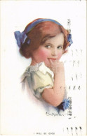 T2/T3 1915 "I Will Be Good" Children Art Postcard, Girl. The Carlton Publishing Co. Series No. 708/6. S: C. W. Barber - Sin Clasificación