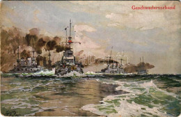 ** T2/T3 Geschwaderverband Kaiserliche Marine. Wohlgemuth & Lissner Primus-Postkarte "Unsere Marine" No. 876. / German N - Non Classés