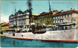 T2/T3 1913 Cunard Magyar-Amerikai Vonal. Pannónia Kivándorlási Hajó Fiume Kikötőjében / Piroscafo Ung. Croata Pannonia / - Sin Clasificación