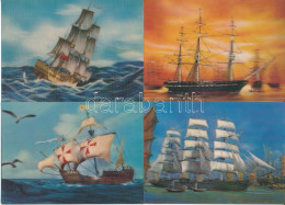 ** 4 Db MODERN 3D Dimenziós Motívum Képeslap Hajókkal / 4 Modern Dimensional (3D) Motive Postcards With Vessels, Sailing - Zonder Classificatie