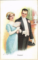 ** T2/T3 "Engaged" Lady Art Postcard, Romantic Couple. E.A.S.B. 101/4. (EK) - Sin Clasificación