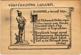 ** T2/T3 Történelmünk Lapjaiból. Hunyadi, A Kereszt Hőse. Hunyadi János Szobra A Halászbástyán. Tóth István Műve - Betűo - Non Classés