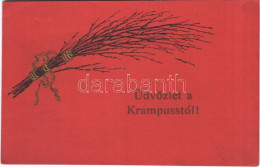 * T2/T3 Üdvözlet A Krampusstól / Krampus Art Postcard, Birch. Emb. (EK) - Sin Clasificación