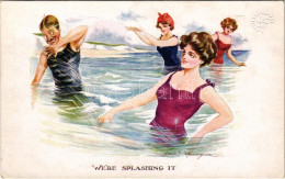 * T2/T3 "We're Splashing It" Lady Art Postcard, Beach. "Seaside" Series No. 117. (EK) - Non Classés