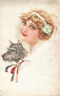 T2/T3 Italian Art Postcard, Lady With Dog S: Usabal (EK) - Unclassified