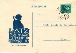 T2/T3 1933 Katz Pfeffer és Társa Selyem és Bársony áruház Reklámja. Budapest V. Bécsi U. 7. (EK) - Sin Clasificación