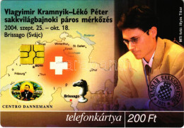 ** T1 Mánia Magazin Reklám Képeslapja, Vlagyimir Kramnyik - Lékó Péter Sakkvilágbajnoki Páros Mérkőzés 2004 Brissago, Te - Non Classés