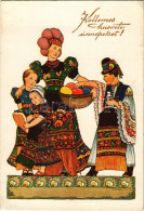 T2/T3 1937 Kellemes Húsvéti ünnepeket / Easter Greeting Art Postcard With Hungarian Folklore S: Szilágyi G. Ilona (EK) - Sin Clasificación