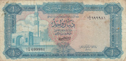 LIBYA 1 DINAR 1971 1972 P-35B  (F)  USED SERIES  4 - Libyen