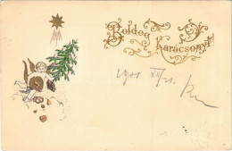 T2 1901 Boldog Karácsonyt! / Christmas Greeting Art Postcard, Angel With Christmas Tree. Emb. Litho - Sin Clasificación