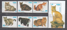 Cuba 1994 - Cats, Mi-nr. 3730/35+Bl. 137, MNH** - Nuevos