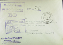 DDR-DIENST-BRIEF Mit ZKD-Kastenst "Rat Der Stadt 15 POTSDAM" Vom 22.6.66 An HO Gaststättenbetrieb Potsdam -ZKD-Nr. 748 - Covers & Documents