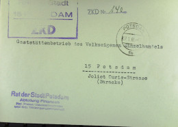 DDR-DIENST-BRIEF Mit ZKD-Kastenstempel "Rat Der Stadt 15 POTSDAM" 27.1.66 An HO Gaststättenbetrieb Potsdam -ZKD-Nr. 140 - Covers & Documents