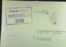 DIENST-Brief Mit ZKD-Kastenst, "Rat Der Stadt 15 POTSDAM" V17.12.65 An HO Kreisbetrieb Gaststäten Potsdam -ZKD-Nr. 1814 - Lettres & Documents