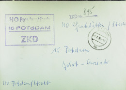 DDR-Dienst-Brief Mit ZKD-Kastenstpl. "HO Potsdam/Stadt 15 POTSDAM" 1.6.65 An HO Gaststätten/Stadt Potsdam -ZKD-Nr. 845 - Covers & Documents