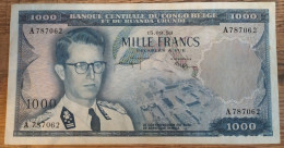 P#35 - 1000 Francs Belgian Congo 1958 (XF) - Banco De Congo Belga