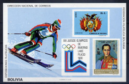 Bolivie Bloc Non Dentelé Imperf JO 80 ** - Invierno 1980: Lake Placid