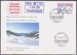 SWITZERLAND. 1991/Jungfraujoch/event-cancel. - Lettres & Documents