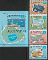 THEMATIC STAMPS ON STAMPS:  "AMERIPEX '86" STAMP EXHIBITION, CHICAGO. STATUE OF LIBERTY.  ASCENSION STAMPS  - ASCENSION - Francobolli Su Francobolli