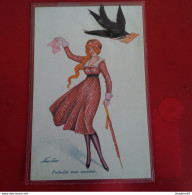 ILLUSTRATEUR XAVIER SAGER FEMME AVEC HIRONDELLE EN PLUME - Sager, Xavier