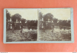 PHOTO STÉRÉO PERSONNES PÊCHE 1897 - Stereoscopic