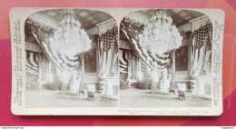 THE EAST ROOM DECORATED FOR THE ARMY AND NAVY RECEPTION. EXECUTIVE MANSION WASHINGTON USA - Visionneuses Stéréoscopiques