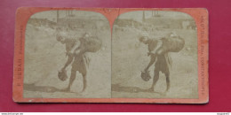 PHOTO STEREO MARCHAND OU PORTEUR D EAU ? PHOTOGRAPHE P.SEBAH - Stereoscopic