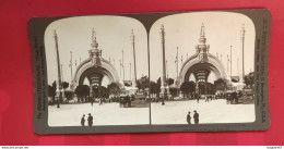 STÉRÉO H.C. WHITE CO USA MONUMENTAL GATE GRAND ENTRANCE TO PARIS EXPOSITION OF 1900 - Fotos Estereoscópicas