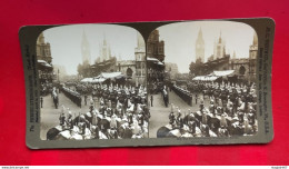 PHOTO STÉRÉO H.C. WHITE CO USA THE PROCESSION LEAVING WESTMINSTER ABBEY CORONATION OF EDWARD VII - Stereoscopic