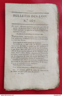 BULLETIN DES LOIS N 167 NAPOLÉON DÉCRET IMPÉRIAL DÉPARTEMENT AUBE TROYES - Decrees & Laws