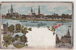 4230 WESEL, Lithographie, Markt, Kaiserplatz, Denkmäler, Panorama - Wesel