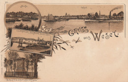 4230 WESEL, Lithographie, Arche, Brücken, Denkmäler, Panorama Mit Frachtschiffen - Wesel