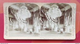 THE EAST ROOM DECORATED FOR THE ARMY AND NAVY RECEPTION. EXECUTIVE MANSION WASHINGTON USA - Stereoscopes - Side-by-side Viewers