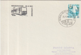 ETR FER 07 . Carton Format Enveloppe  . Suisse . Bureau De Poste Automobile 6 . Cachet Inauguration Métro 1991 .Lausanne - Chemins De Fer