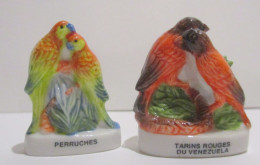 Fèves Brillantes - Couple D'oiseaux X 2 -  Aras Et Tarins Rouges Du Venezuela (non Atlas) - Animaux