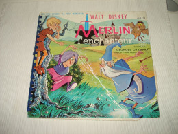 B14 / Livre-disque Disney Merlin L'enchanteur 33T - 10"- ALB 74 - FR 19??  NM/VG - Formats Spéciaux