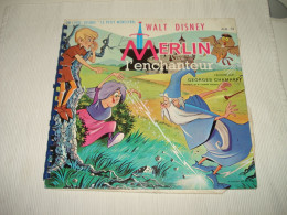 B14 / Livre-disque Disney Merlin L'enchanteur 33T - 10"- ALB 74 - FR 19??  NM/VG - Special Formats