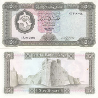 LIBYA 5 DINAR 1972 P-36b SIG/SHERLALA UNC - Libye